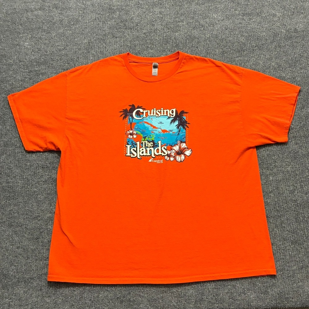 Carnival Cruising The Island Mens T-Shirt 3XL Orange Heavy Cotton‎ Short Sleeve